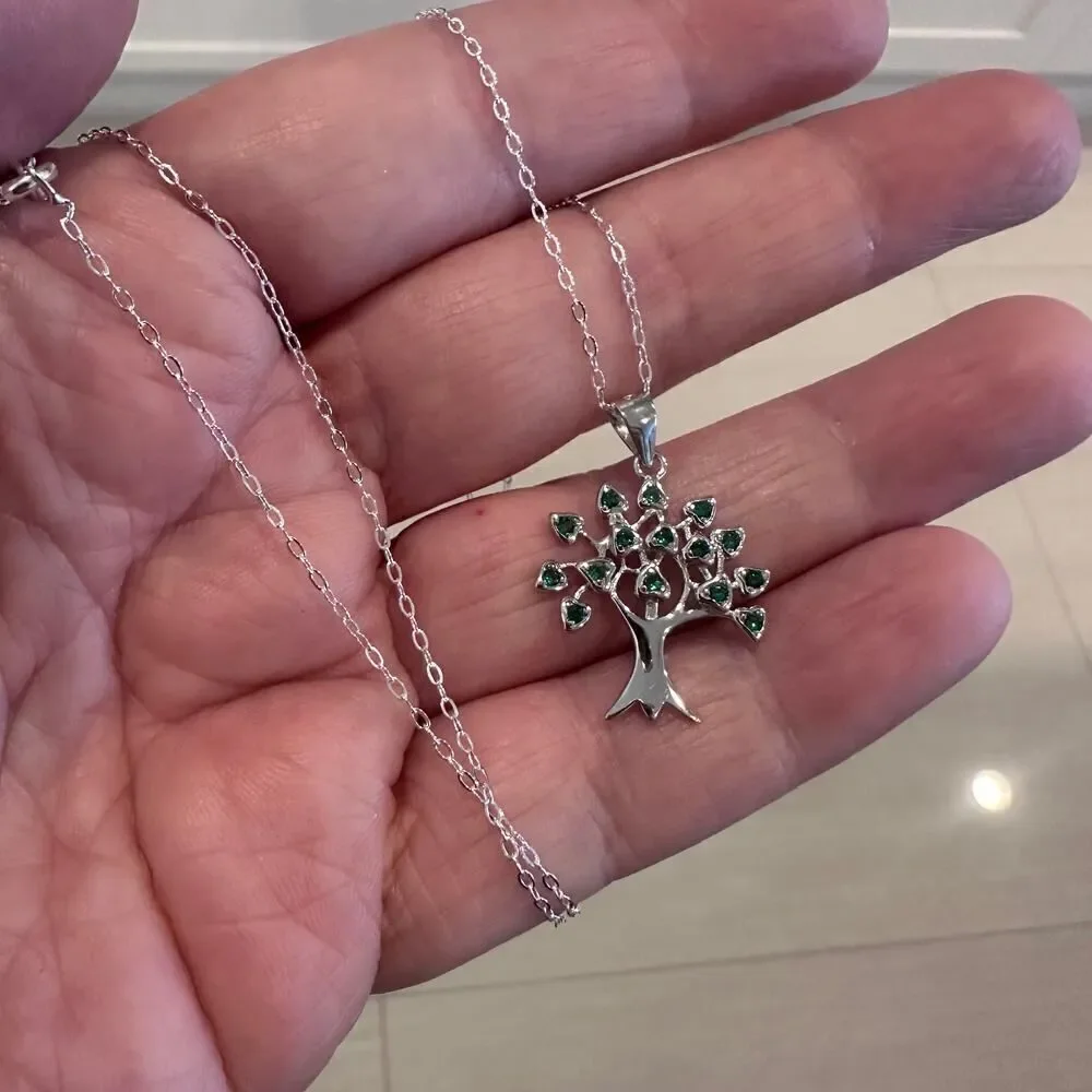 Tree of Life Sterling Silver CZ Necklace